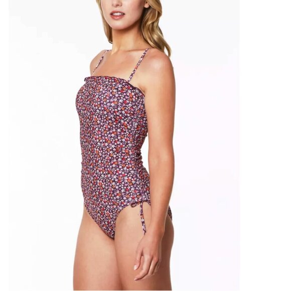 Sanctuary 1 Piece Retrograde Micro Garden Side Tie Ruched Swimsuit Size M - Picture 2 of 16